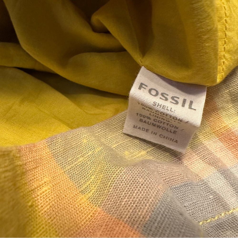 Fossil Yellow Gray Plaid Cotton Skirt Size Medium - Picture 5 of 5